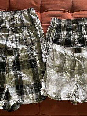 American Eagle Outfitters Men’s Plaid & Striped Boxers - Black, Gray, White